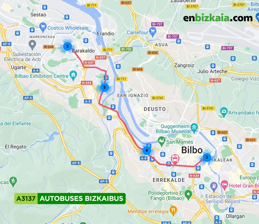 Recorrido Línea Bizkaibus A3137