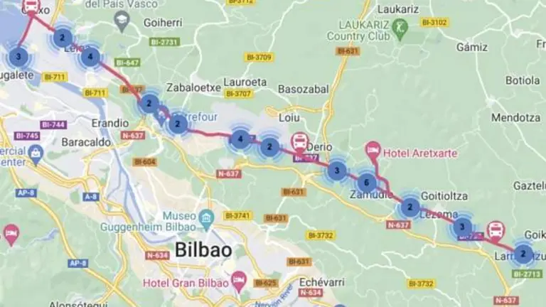 Linea Bizkaibus A2151 Las Arenas Larrabetzu